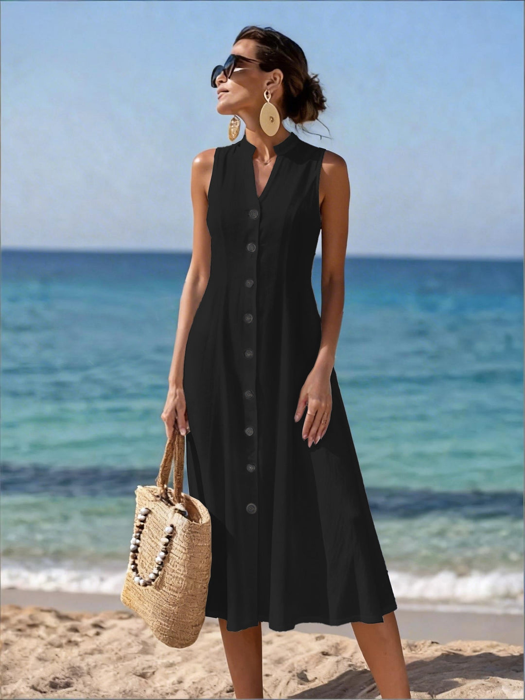 Denise | Sleeveless Button-Front Midi Dress