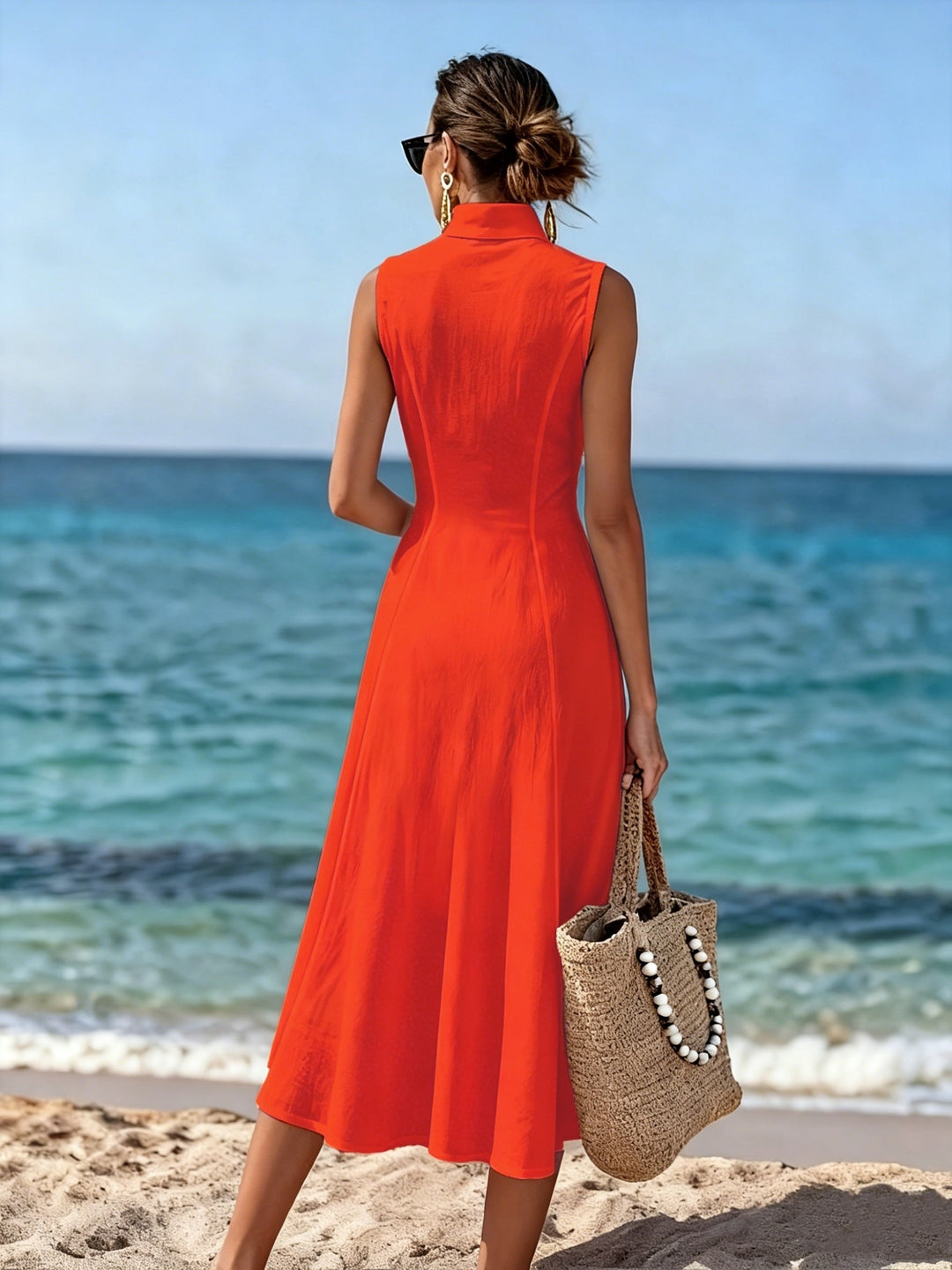 Denise | Sleeveless Button-Front Midi Dress