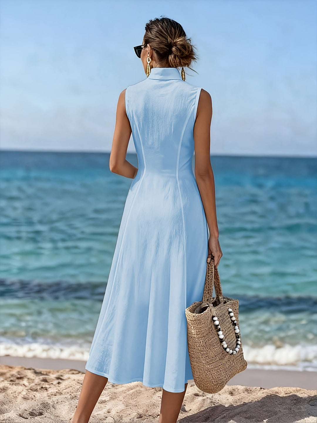 Denise | Sleeveless Button-Front Midi Dress