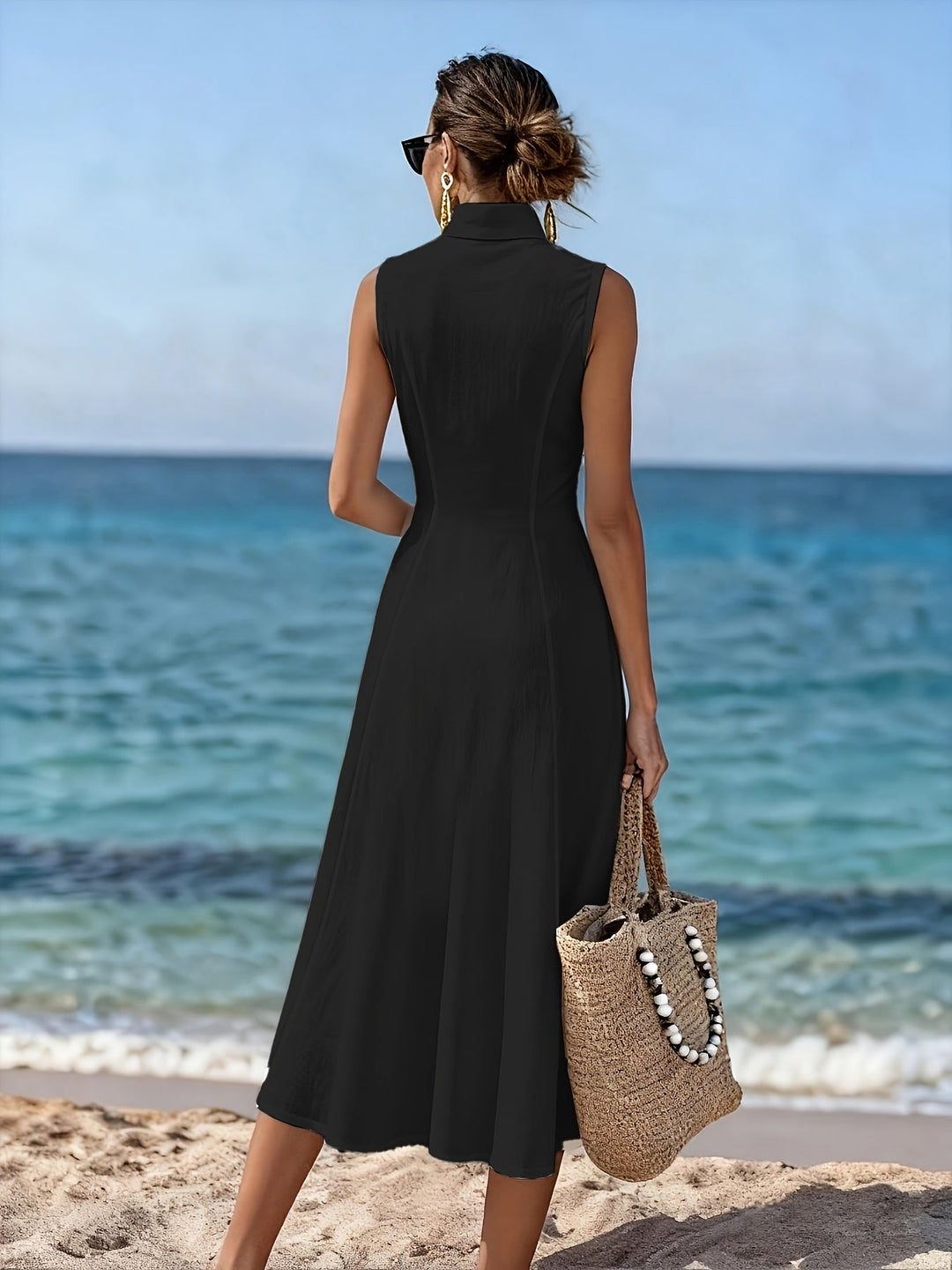 Denise | Sleeveless Button-Front Midi Dress
