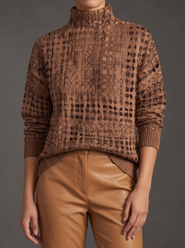Amara | Textured Lattice Turtleneck