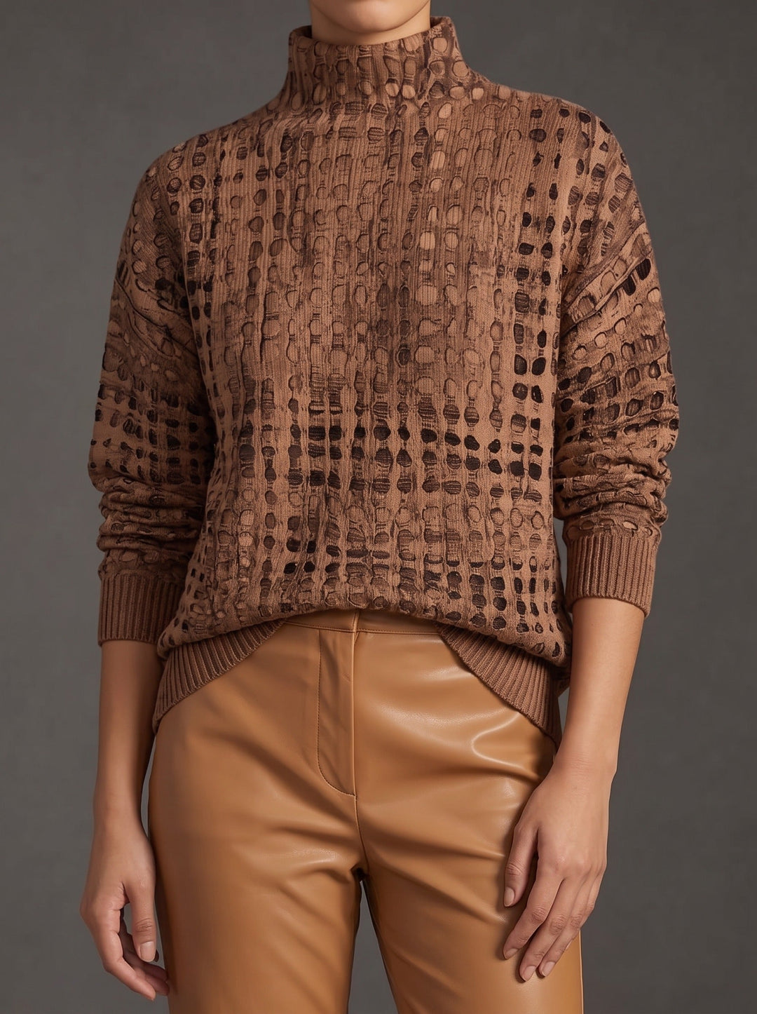 Amara | Textured Lattice Turtleneck