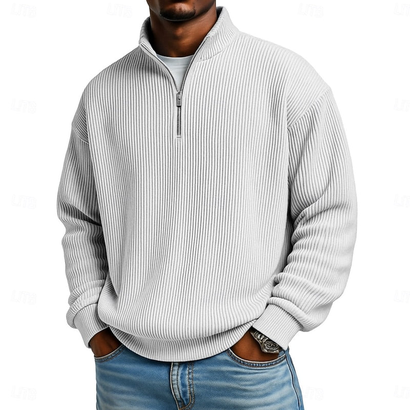 Garrett | Ribbed Stand-Collar Quarter-Zip Pullover