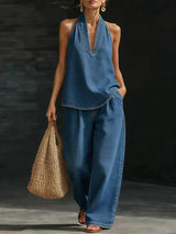 Josie | Halter Wide-Leg Two-Piece Set