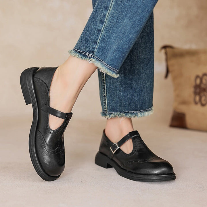 Gemma | T-Strap Brogue Mary Jane Shoes