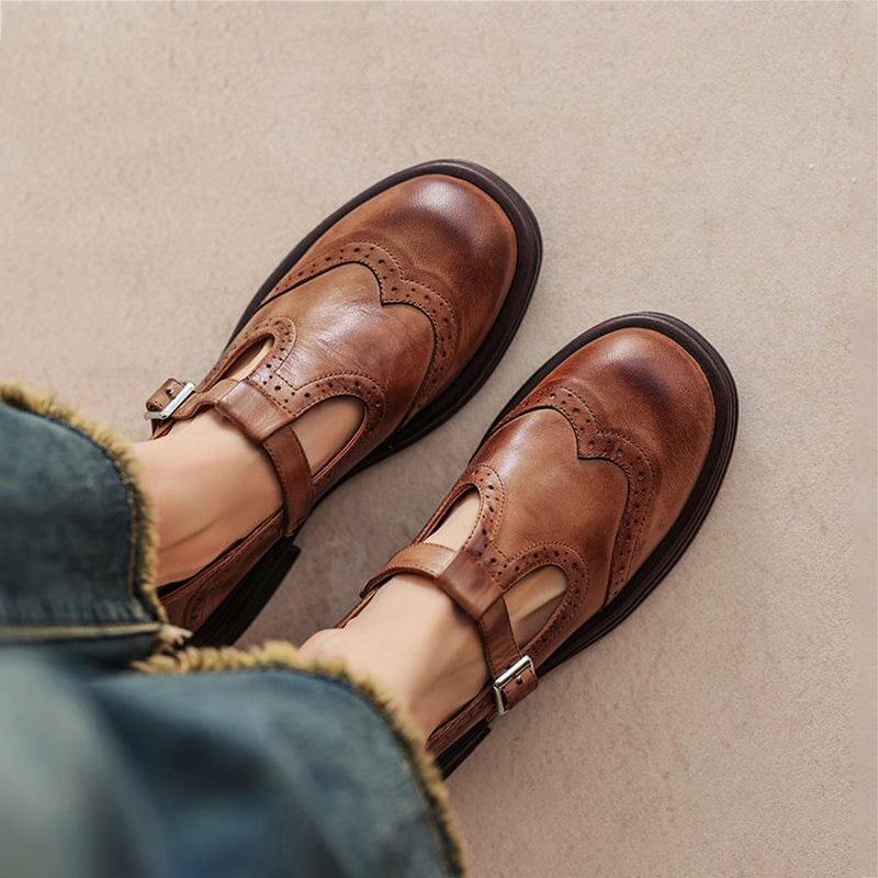 Gemma | T-Strap Brogue Mary Jane Shoes
