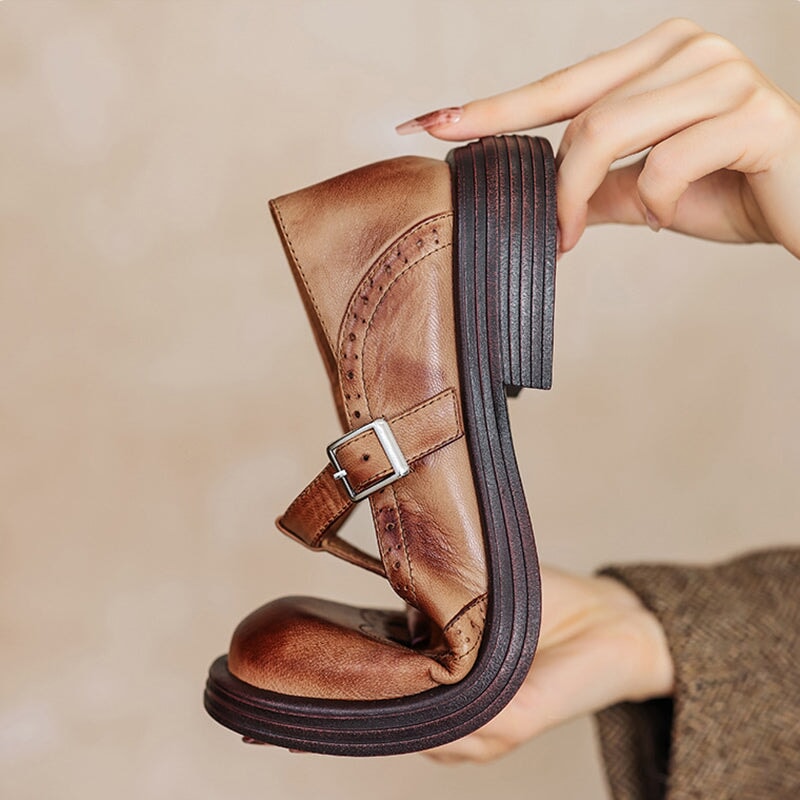 Gemma | T-Strap Brogue Mary Jane Shoes