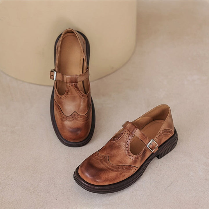 Gemma | T-Strap Brogue Mary Jane Shoes