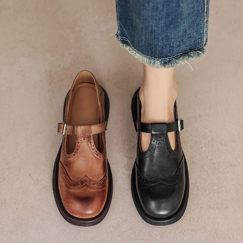 Gemma | T-Strap Brogue Mary Jane Shoes