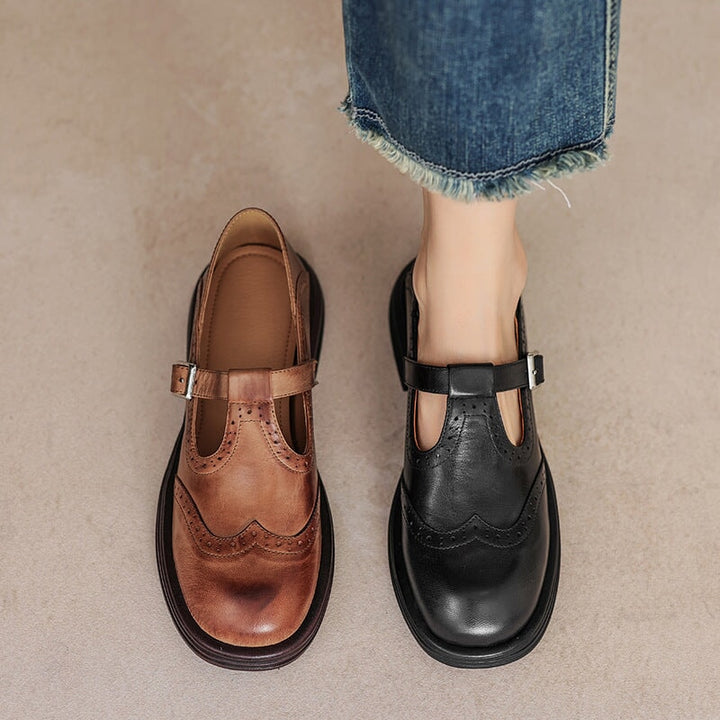 Gemma | T-Strap Brogue Mary Jane Shoes