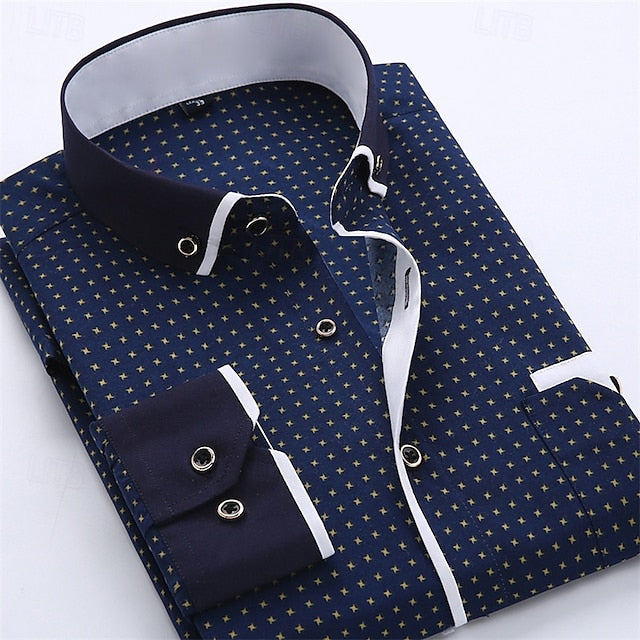 Glenn | Men's Polka Dot Long Sleeve Dress Shirt