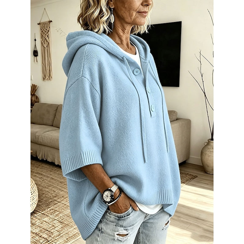 Marina | Relaxed Hooded Button Pullover