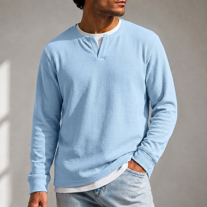 Bradley | Textured Waffle Long-Sleeve Top