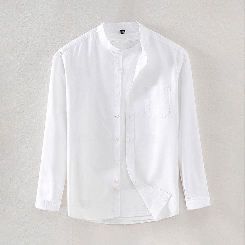 Nathan | Mandarin Collar Long-Sleeve Shirt