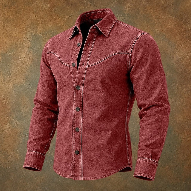 Caleb | Men's Washed Cotton Long Sleeve Shirt