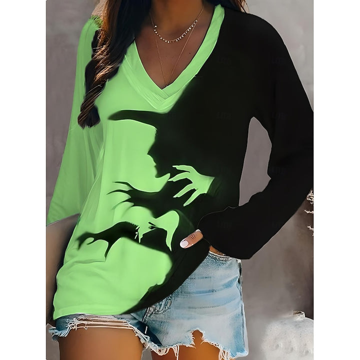 Quinn | Halloween Witch Graphic V-Neck Top