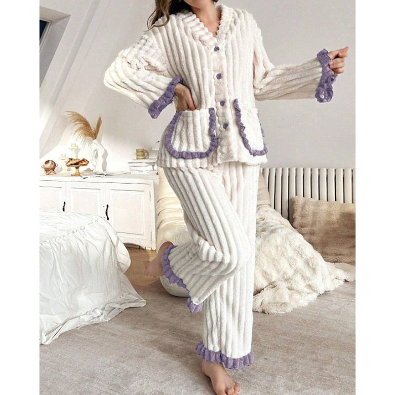 Adelina | Cozy Ruffle-Trim Two-Piece Set