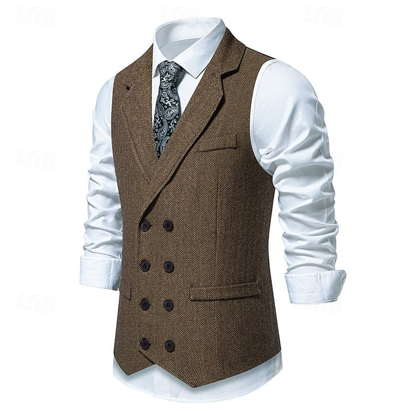 Alistair | Double-Breasted Herringbone Waistcoat