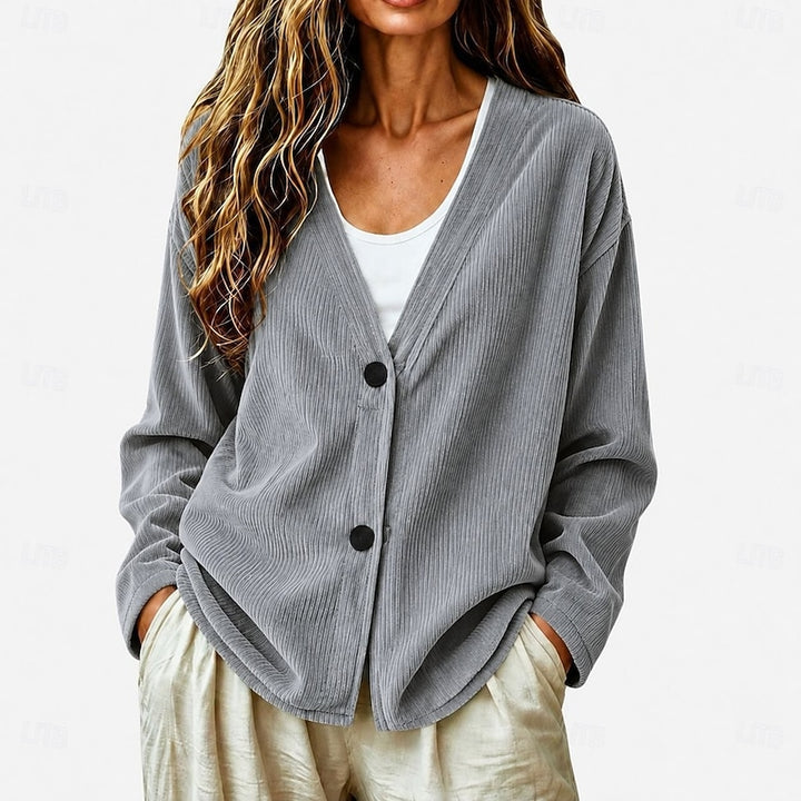 Maeve | Relaxed Ribbed Button-Front Cardigan