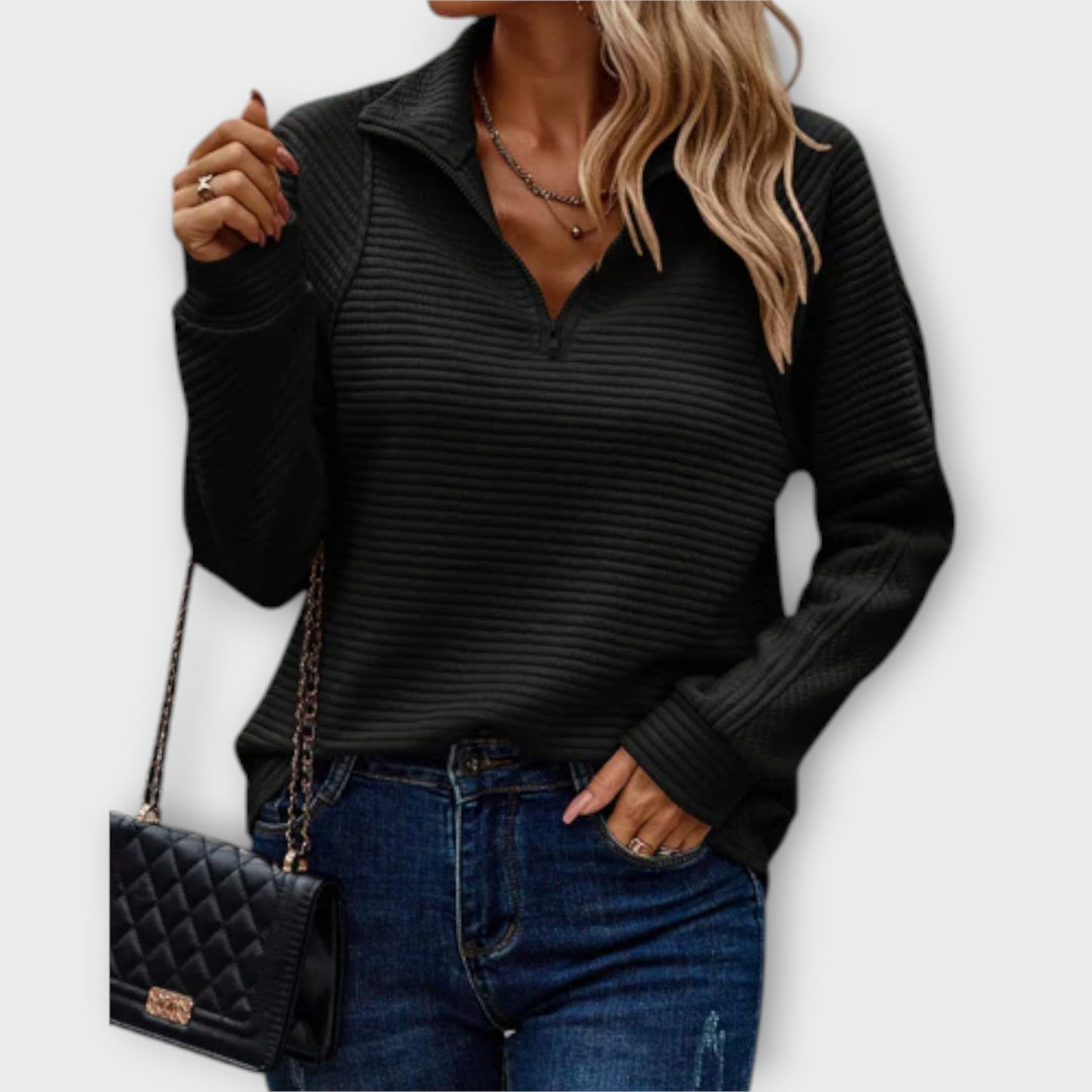 Annika | Textured Quarter-Zip Sweater