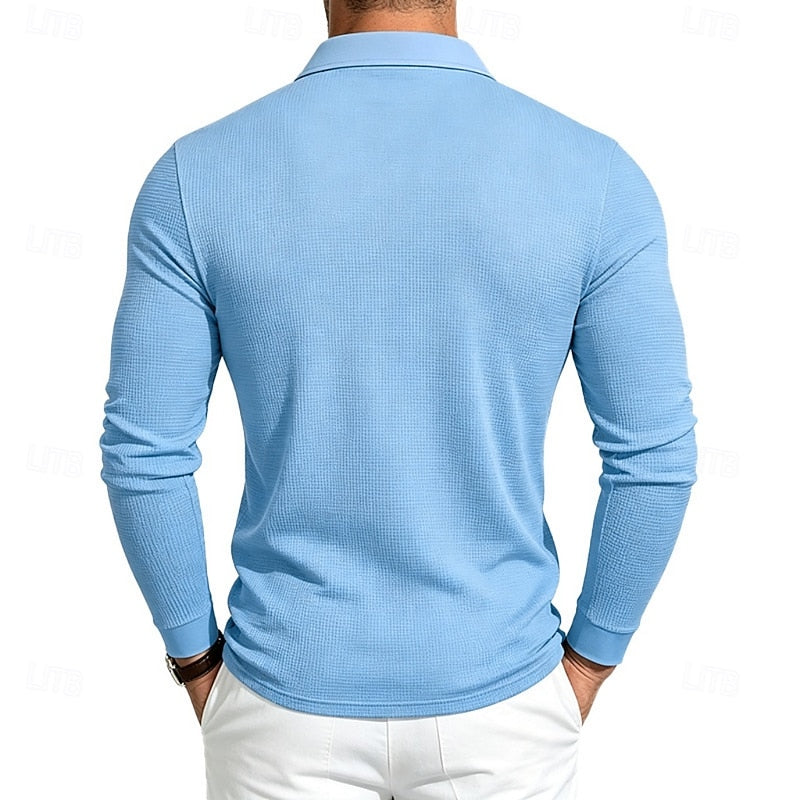 Damon | Textured Long-Sleeve Polo Shirt