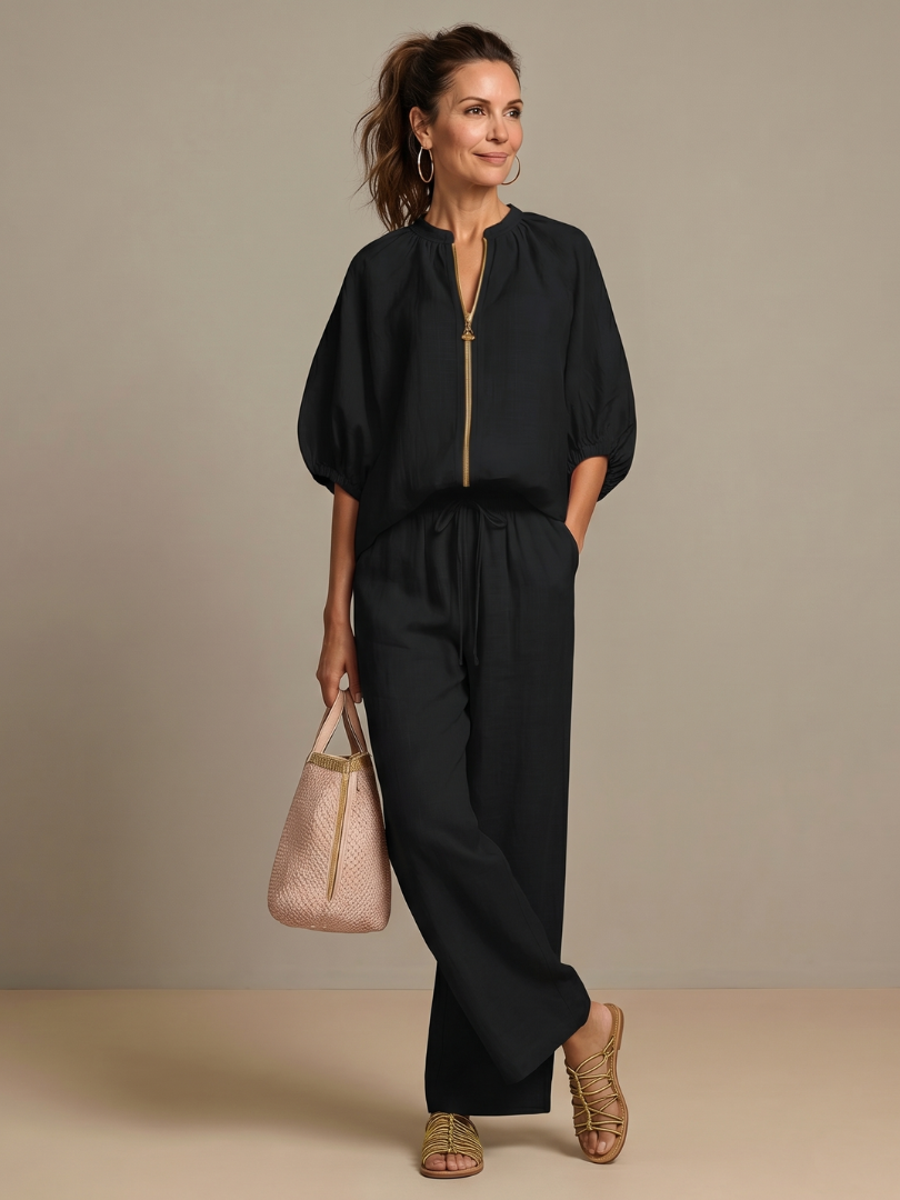 Cecily | Relaxed Wide-Leg Two-Piece Set