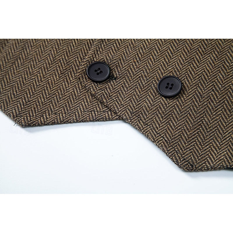 Alistair | Double-Breasted Herringbone Waistcoat