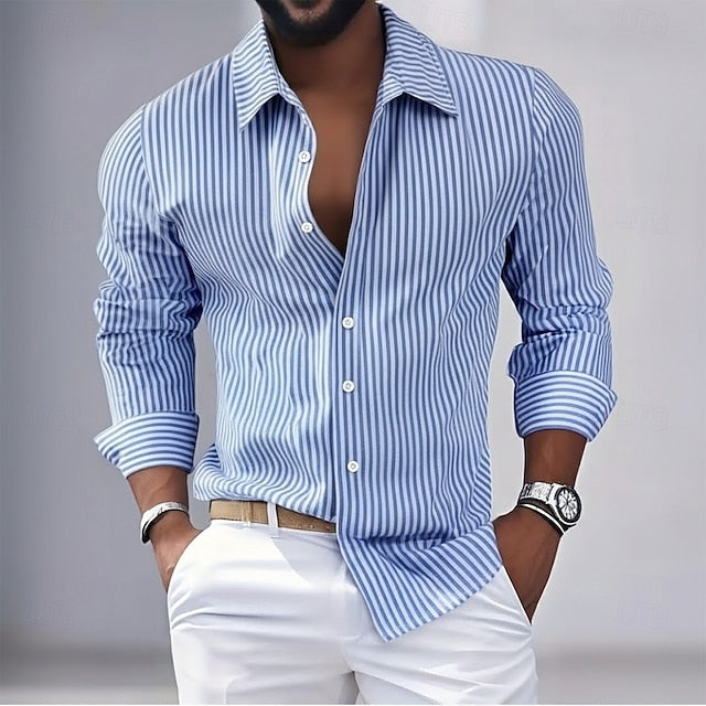 Adrian | Men's Vertical Stripe Long Sleeve Shirt