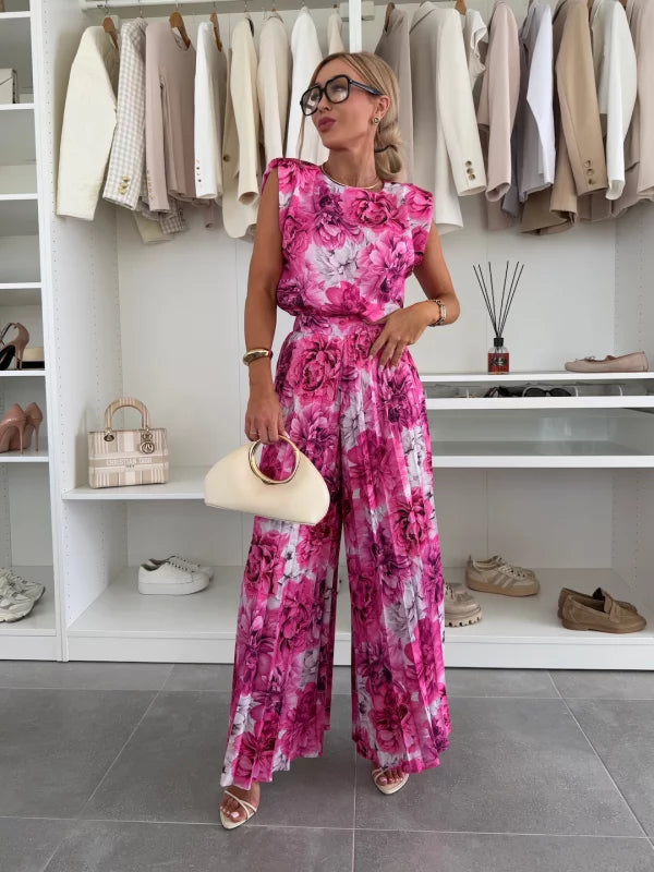 Rachel | Women's Pleated Wide-Leg Two-Piece Set