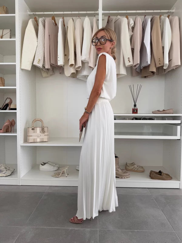 Rachel | Women's Pleated Wide-Leg Two-Piece Set