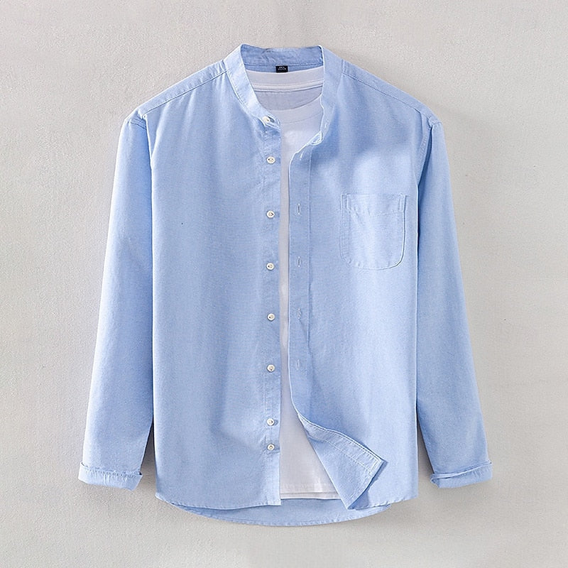 Nathan | Mandarin Collar Long-Sleeve Shirt