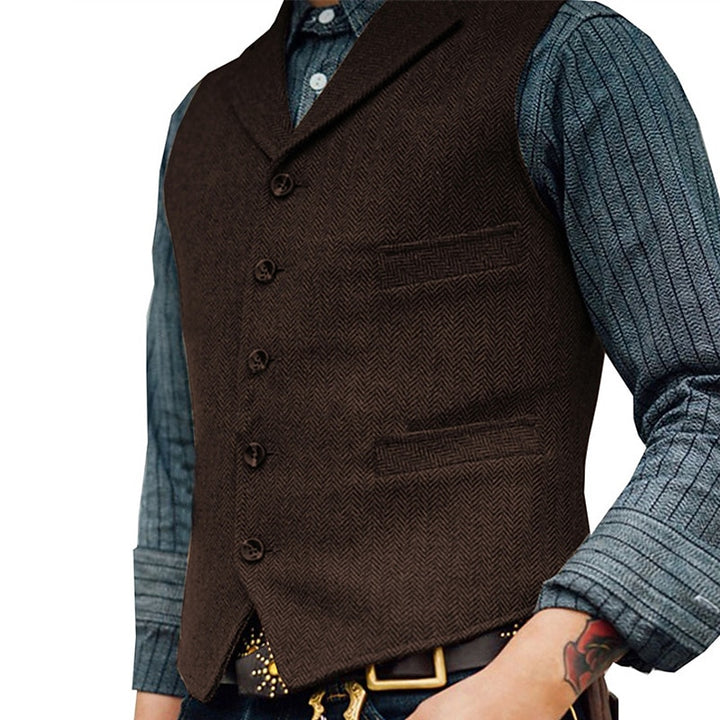Beckett | Herringbone Single-Breasted Vest