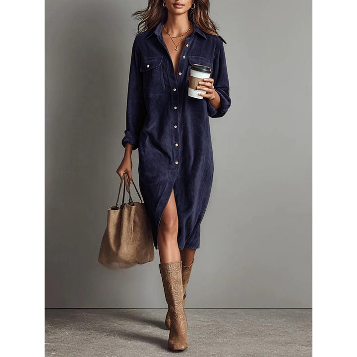 June | Relaxed Button-Front Shirt Dress