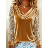 Corinne | Shimmer-Sleeve Cowl Neck Top