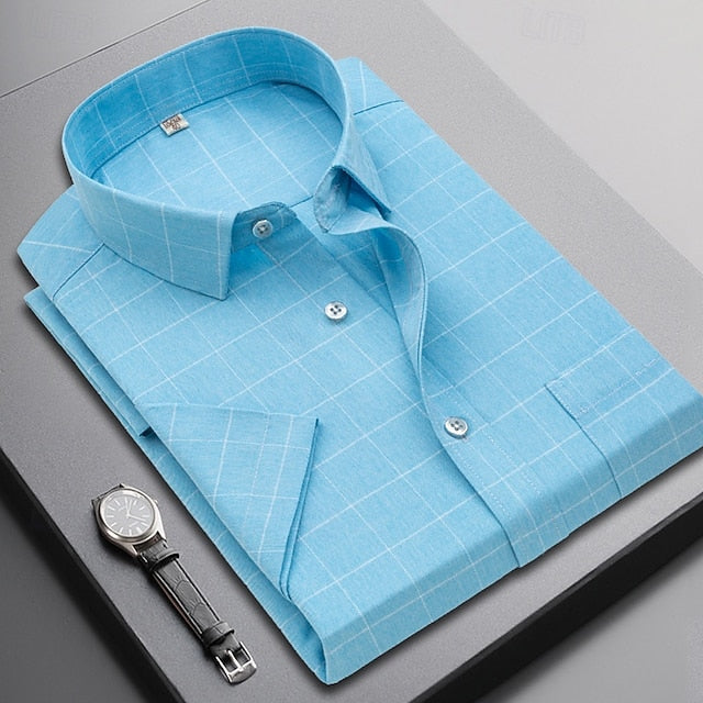 Roger | Men's Windowpane Check Short Sleeve Shirt