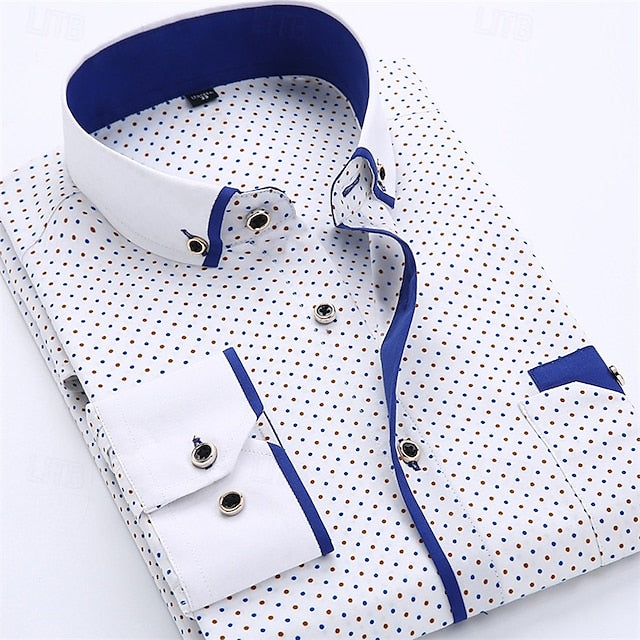 Glenn | Men's Polka Dot Long Sleeve Dress Shirt