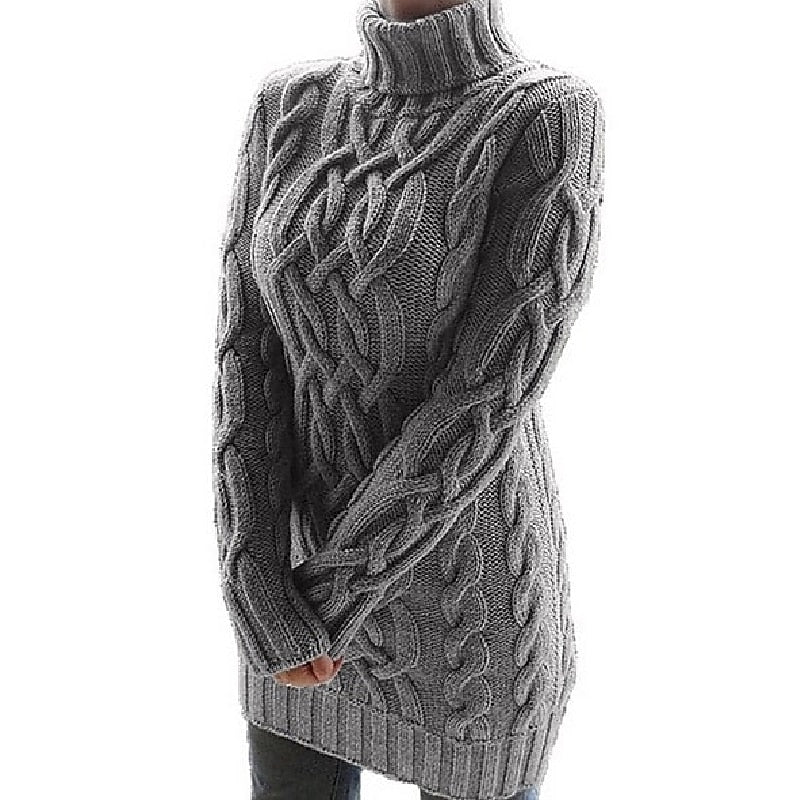 Helen | Cable-Knit Turtleneck Sweater Dress