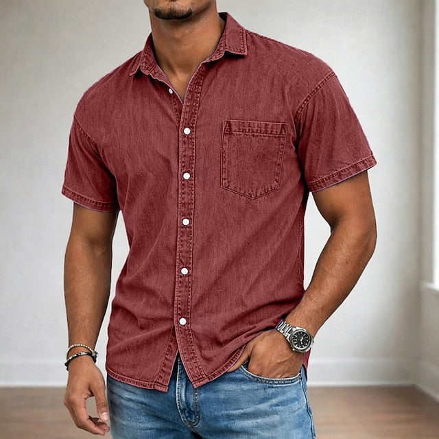 Kyle | Men's Acid Wash Cotton Short Sleeve Shirt