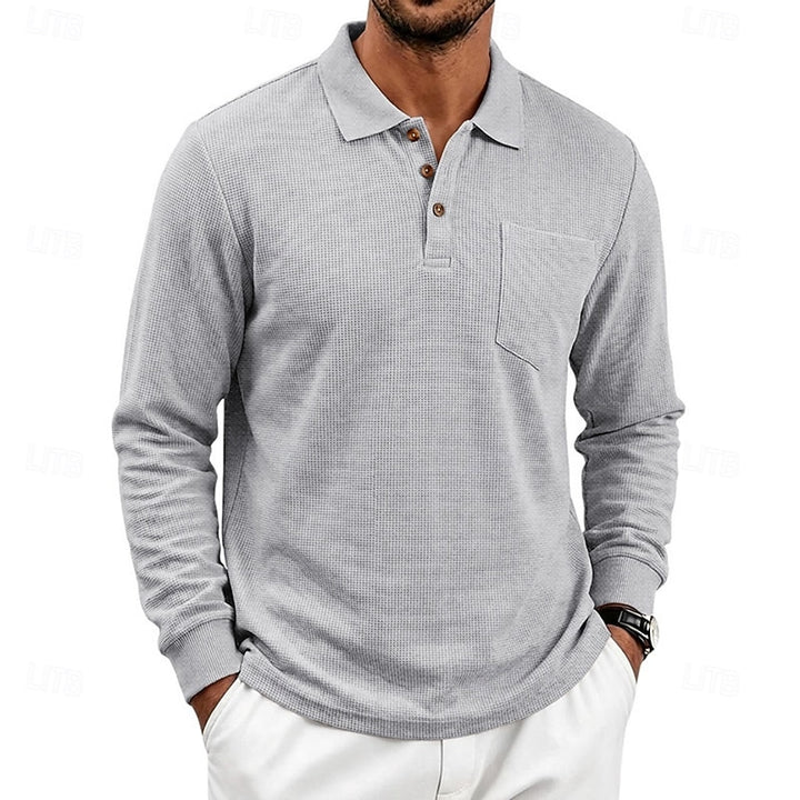 Landon | Textured Long-Sleeve Polo Shirt