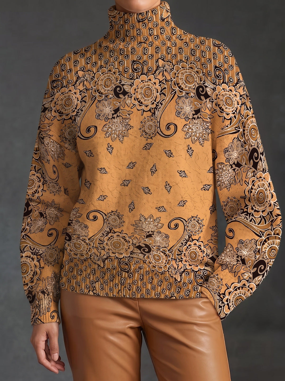 Marnie | Ornate Floral Turtleneck