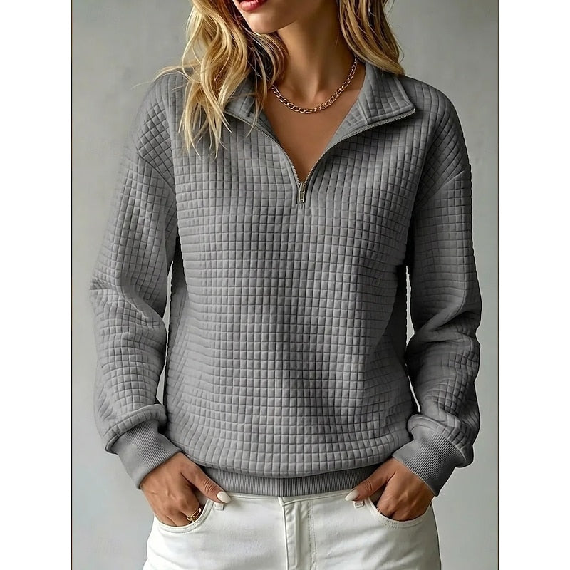 Meredith | Textured Half-Zip Sweatshirt