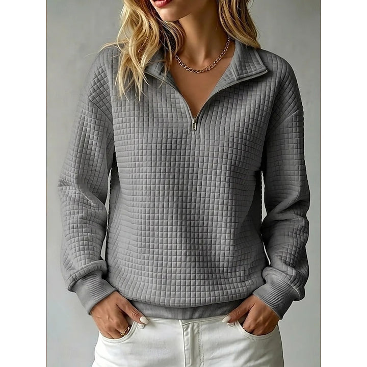 Meredith | Textured Half-Zip Sweatshirt