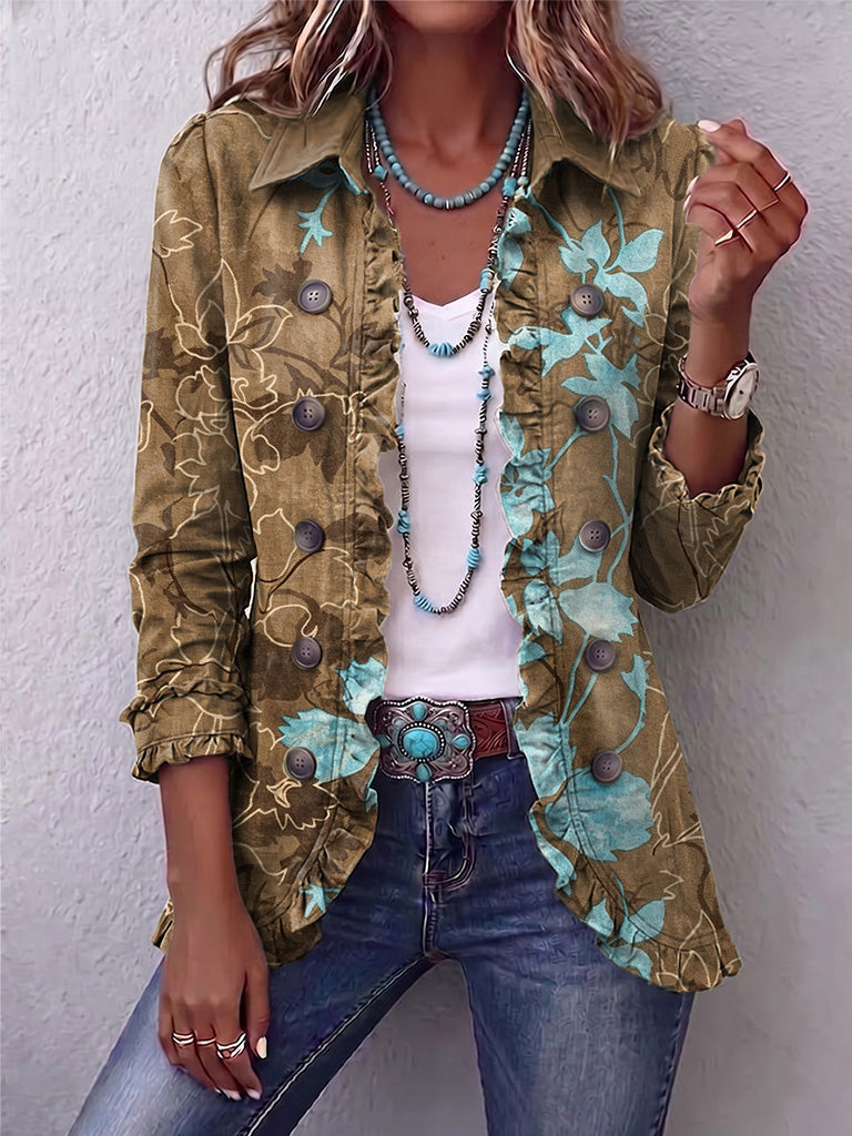 Anthea | Boho Floral Ruffle Jacket