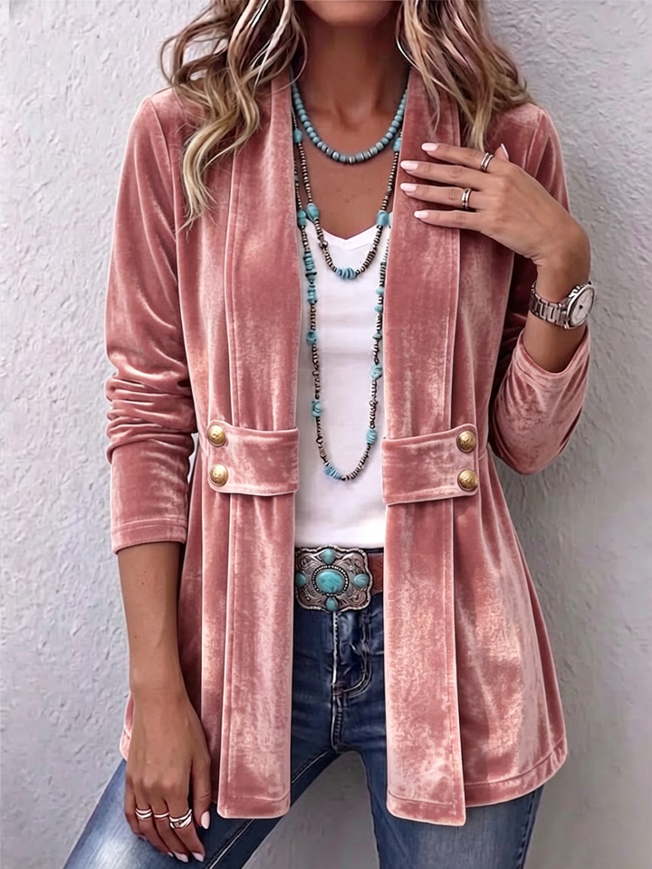 Lorena | Vintage Lapel Open-Front Jacket