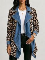 Cassidy | Animal Print Draped Mid-Length Jacket