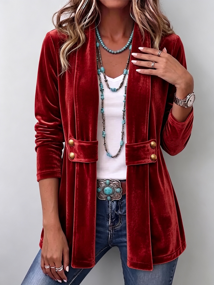 Lorena | Vintage Lapel Open-Front Jacket