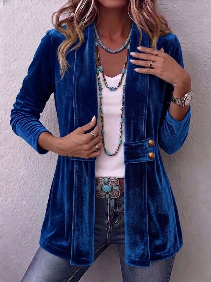 Lorena | Vintage Lapel Open-Front Jacket