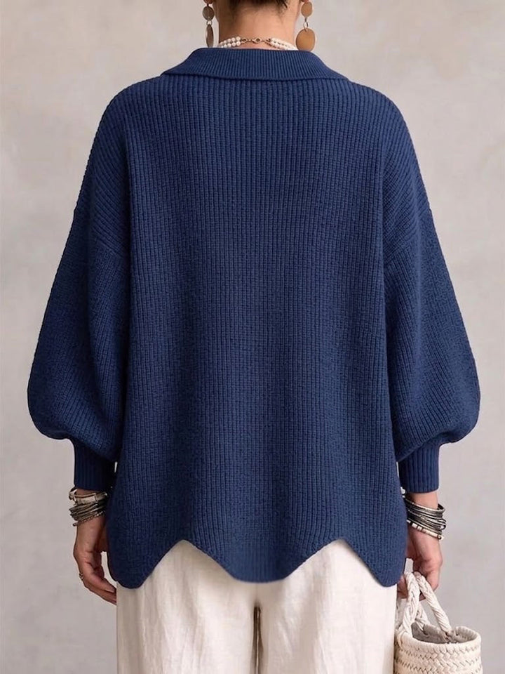 Fabienne | Oversized Collared Statement-Button Cardigan