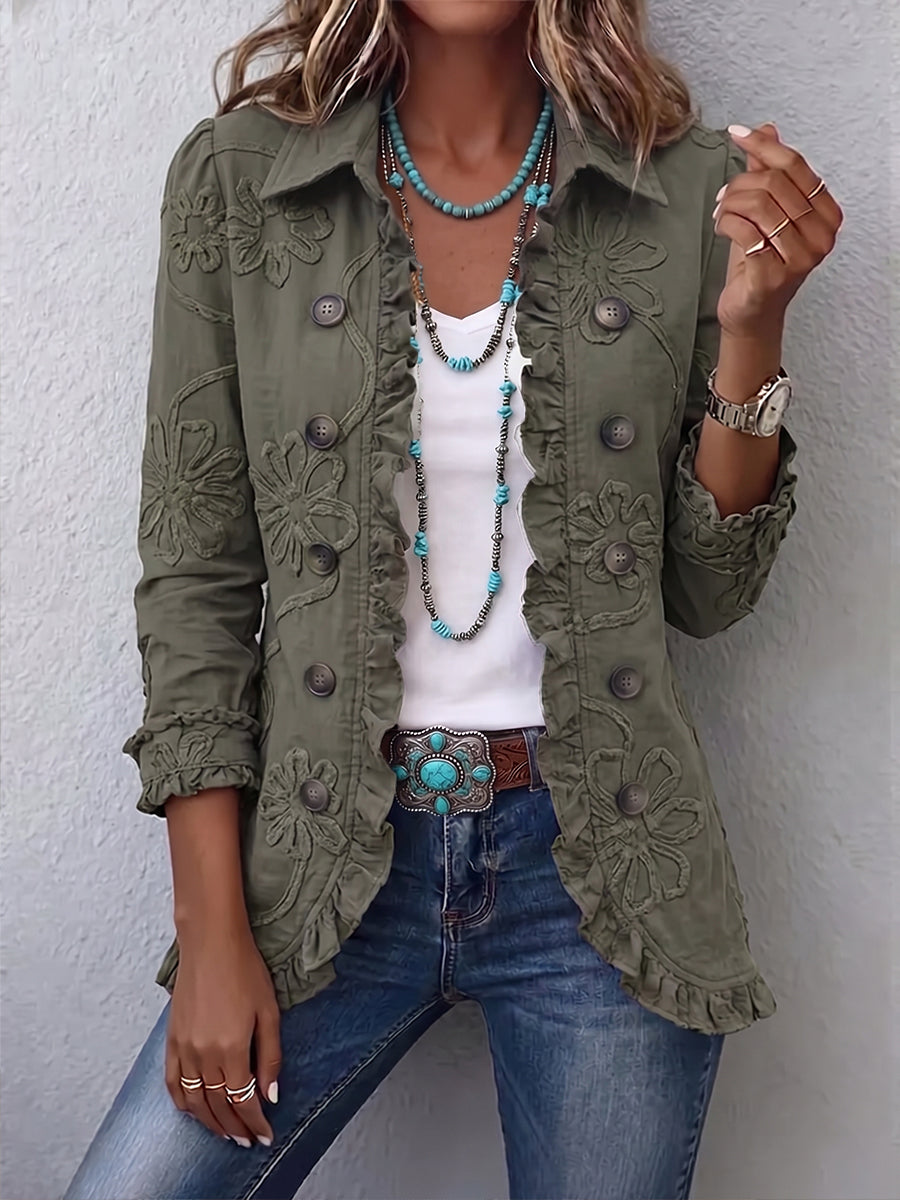 Joanne | Floral Ruffled Utility Jacket