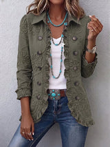 Amara | Floral-Embroidered Ruffled Utility Jacket